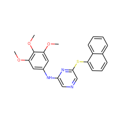 COc1cc(Nc2cncc(Sc3cccc4ccccc34)n2)cc(OC)c1OC ZINC000040936889