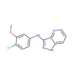 COc1cc(Nc2n[nH]c3cccnc23)ccc1Cl ZINC000166862571