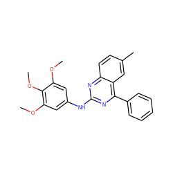 COc1cc(Nc2nc(-c3ccccc3)c3cc(C)ccc3n2)cc(OC)c1OC ZINC000000843944