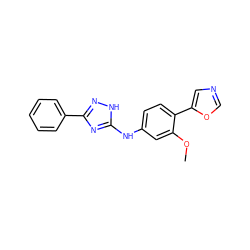 COc1cc(Nc2nc(-c3ccccc3)n[nH]2)ccc1-c1cnco1 ZINC000013860199