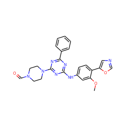 COc1cc(Nc2nc(-c3ccccc3)nc(N3CCN(C=O)CC3)n2)ccc1-c1cnco1 ZINC000013445161