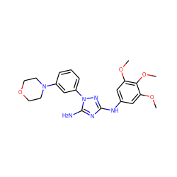 COc1cc(Nc2nc(N)n(-c3cccc(N4CCOCC4)c3)n2)cc(OC)c1OC ZINC000072127510