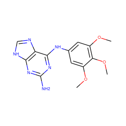 COc1cc(Nc2nc(N)nc3[nH]cnc23)cc(OC)c1OC ZINC000009423859