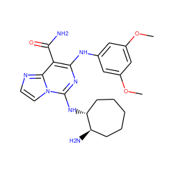 COc1cc(Nc2nc(N[C@@H]3CCCCC[C@H]3N)n3ccnc3c2C(N)=O)cc(OC)c1 ZINC000040899692