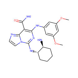 COc1cc(Nc2nc(N[C@H]3CCCC[C@@H]3N)n3ccnc3c2C(N)=O)cc(OC)c1 ZINC000040412752