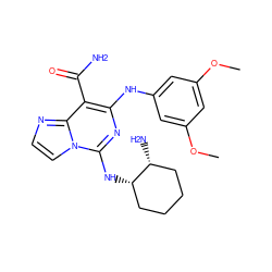 COc1cc(Nc2nc(N[C@H]3CCCC[C@H]3N)n3ccnc3c2C(N)=O)cc(OC)c1 ZINC000040940388