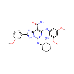 COc1cc(Nc2nc(N[C@H]3CCCC[C@H]3N)n3nc(-c4cccc(OC)c4)nc3c2C(N)=O)cc(OC)c1 ZINC000003987618