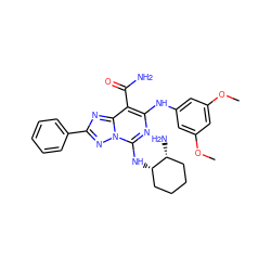 COc1cc(Nc2nc(N[C@H]3CCCC[C@H]3N)n3nc(-c4ccccc4)nc3c2C(N)=O)cc(OC)c1 ZINC000003987620