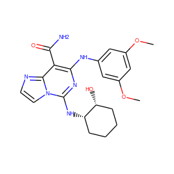 COc1cc(Nc2nc(N[C@H]3CCCC[C@H]3O)n3ccnc3c2C(N)=O)cc(OC)c1 ZINC000040939647