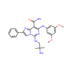 COc1cc(Nc2nc(NCC(C)(C)N)n3cc(-c4ccccc4)nc3c2C(N)=O)cc(OC)c1 ZINC000038911293