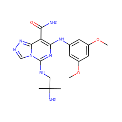 COc1cc(Nc2nc(NCC(C)(C)N)n3cnnc3c2C(N)=O)cc(OC)c1 ZINC000040918150