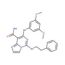 COc1cc(Nc2nc(NCCc3ccccc3)n3ccnc3c2C(N)=O)cc(OC)c1 ZINC000040380633