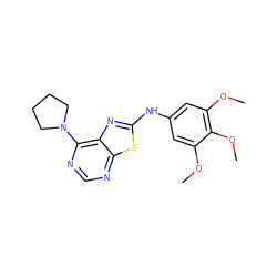 COc1cc(Nc2nc3c(N4CCCC4)ncnc3s2)cc(OC)c1OC ZINC000653829388