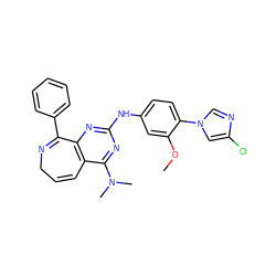 COc1cc(Nc2nc3c(c(N(C)C)n2)C=CCN=C3c2ccccc2)ccc1-n1cnc(Cl)c1 ZINC000653713213