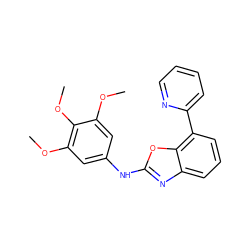 COc1cc(Nc2nc3cccc(-c4ccccn4)c3o2)cc(OC)c1OC ZINC000049034268