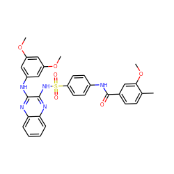 COc1cc(Nc2nc3ccccc3nc2NS(=O)(=O)c2ccc(NC(=O)c3ccc(C)c(OC)c3)cc2)cc(OC)c1 ZINC000070471842