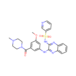 COc1cc(Nc2nc3ccccc3nc2NS(=O)(=O)c2cccnc2)cc(C(=O)N2CCN(C)CC2)c1 ZINC000138161070