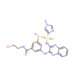 COc1cc(Nc2nc3ccccc3nc2NS(=O)(=O)c2cn(C)cn2)cc(C(=O)NCCO)c1 ZINC000138564932