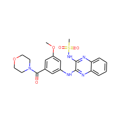 COc1cc(Nc2nc3ccccc3nc2NS(C)(=O)=O)cc(C(=O)N2CCOCC2)c1 ZINC000138192839