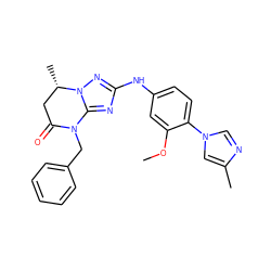 COc1cc(Nc2nc3n(n2)[C@@H](C)CC(=O)N3Cc2ccccc2)ccc1-n1cnc(C)c1 ZINC000299823949