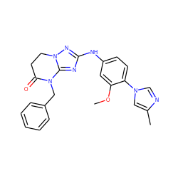 COc1cc(Nc2nc3n(n2)CCC(=O)N3Cc2ccccc2)ccc1-n1cnc(C)c1 ZINC000299835820