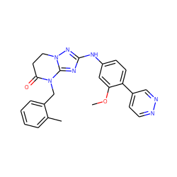 COc1cc(Nc2nc3n(n2)CCC(=O)N3Cc2ccccc2C)ccc1-c1ccnnc1 ZINC000299835562