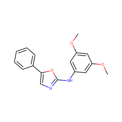 COc1cc(Nc2ncc(-c3ccccc3)o2)cc(OC)c1 ZINC000013611280