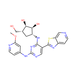 COc1cc(Nc2ncc(-c3nc4ccncc4s3)c(N[C@@H]3C[C@H](CO)[C@@H](O)[C@H]3O)n2)ccn1 ZINC000473109497