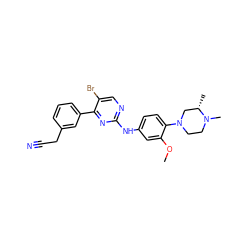 COc1cc(Nc2ncc(Br)c(-c3cccc(CC#N)c3)n2)ccc1N1CCN(C)[C@@H](C)C1 ZINC000096272924