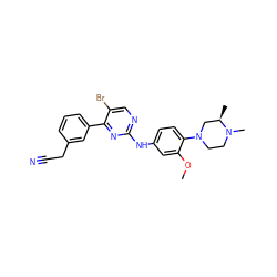 COc1cc(Nc2ncc(Br)c(-c3cccc(CC#N)c3)n2)ccc1N1CCN(C)[C@H](C)C1 ZINC000096272923