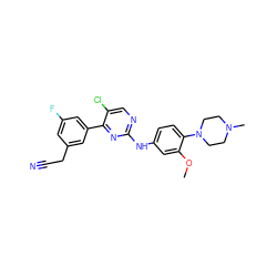 COc1cc(Nc2ncc(Cl)c(-c3cc(F)cc(CC#N)c3)n2)ccc1N1CCN(C)CC1 ZINC000096272922