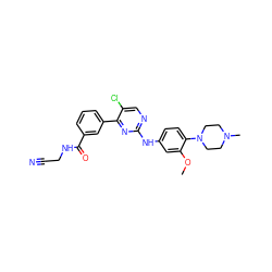 COc1cc(Nc2ncc(Cl)c(-c3cccc(C(=O)NCC#N)c3)n2)ccc1N1CCN(C)CC1 ZINC000096272917