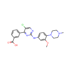 COc1cc(Nc2ncc(Cl)c(-c3cccc(C(=O)O)c3)n2)ccc1N1CCN(C)CC1 ZINC000096272915