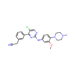 COc1cc(Nc2ncc(Cl)c(-c3cccc(CC#N)c3)n2)ccc1N1CCN(C)CC1 ZINC000095596063