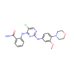 COc1cc(Nc2ncc(Cl)c(Nc3ccccc3C(N)=O)n2)ccc1N1CCOCC1 ZINC000169322403