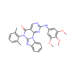 COc1cc(Nc2ncc3c(=O)n(-c4c(C)cccc4C)c4nc5ccccc5n4c3n2)cc(OC)c1OC ZINC000029136051