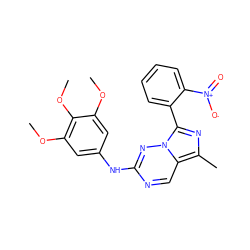 COc1cc(Nc2ncc3c(C)nc(-c4ccccc4[N+](=O)[O-])n3n2)cc(OC)c1OC ZINC000045497966