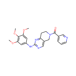 COc1cc(Nc2ncc3c(n2)CCN(C(=O)c2cccnc2)C3)cc(OC)c1OC ZINC001772603788