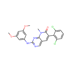 COc1cc(Nc2ncc3cc(-c4c(Cl)cccc4Cl)c(=O)n(C)c3n2)cc(OC)c1 ZINC000003815329