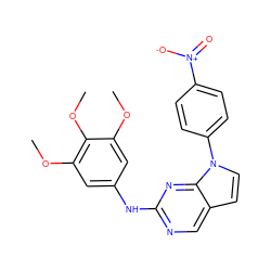 COc1cc(Nc2ncc3ccn(-c4ccc([N+](=O)[O-])cc4)c3n2)cc(OC)c1OC ZINC000036348824