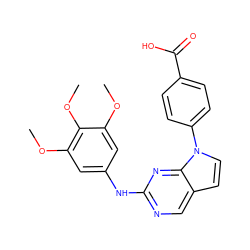 COc1cc(Nc2ncc3ccn(-c4ccc(C(=O)O)cc4)c3n2)cc(OC)c1OC ZINC000036348768