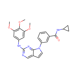 COc1cc(Nc2ncc3ccn(-c4cccc(C(=O)NC5CC5)c4)c3n2)cc(OC)c1OC ZINC000036348775