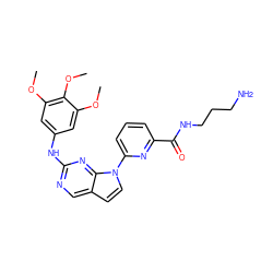 COc1cc(Nc2ncc3ccn(-c4cccc(C(=O)NCCCN)n4)c3n2)cc(OC)c1OC ZINC000036348718