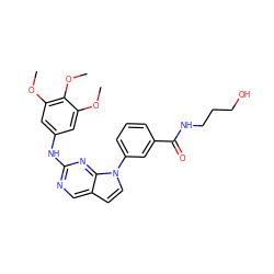 COc1cc(Nc2ncc3ccn(-c4cccc(C(=O)NCCCO)c4)c3n2)cc(OC)c1OC ZINC000036348704