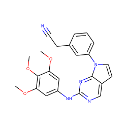 COc1cc(Nc2ncc3ccn(-c4cccc(CC#N)c4)c3n2)cc(OC)c1OC ZINC000036348847