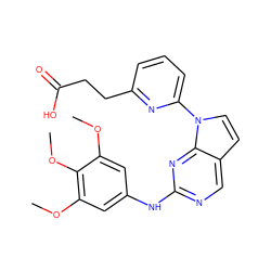 COc1cc(Nc2ncc3ccn(-c4cccc(CCC(=O)O)n4)c3n2)cc(OC)c1OC ZINC000036348791