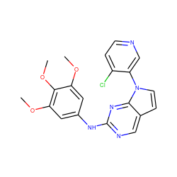 COc1cc(Nc2ncc3ccn(-c4cnccc4Cl)c3n2)cc(OC)c1OC ZINC000036348614