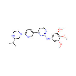 COc1cc(Nc2nccc(-c3ccc(N4CCN[C@@H](C(C)C)C4)nc3)n2)cc(OC)c1OC ZINC000026993373