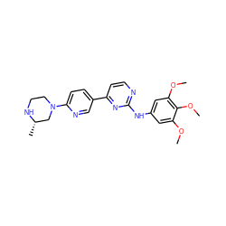 COc1cc(Nc2nccc(-c3ccc(N4CCN[C@@H](C)C4)nc3)n2)cc(OC)c1OC ZINC000003828777