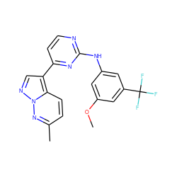 COc1cc(Nc2nccc(-c3cnn4nc(C)ccc34)n2)cc(C(F)(F)F)c1 ZINC000013582643